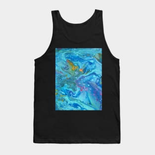 Tropical Swirl Acrylic Pour Painting Tank Top